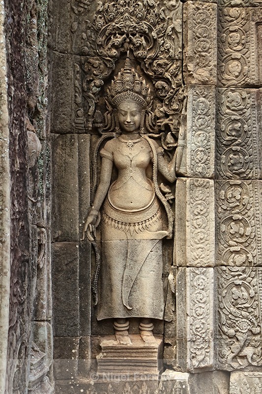 Bas-relief of female deity, Bayon, Angkor Thom, Cambodia - Cambodia