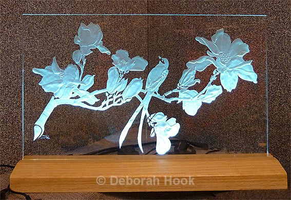 Magnolia and Bird - Glass