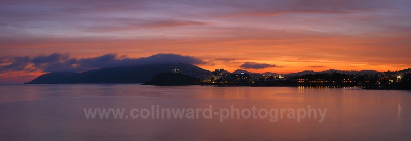 Panoramic image of Santa Eulalia at Sunset, Ibiza, Spain. - Europe