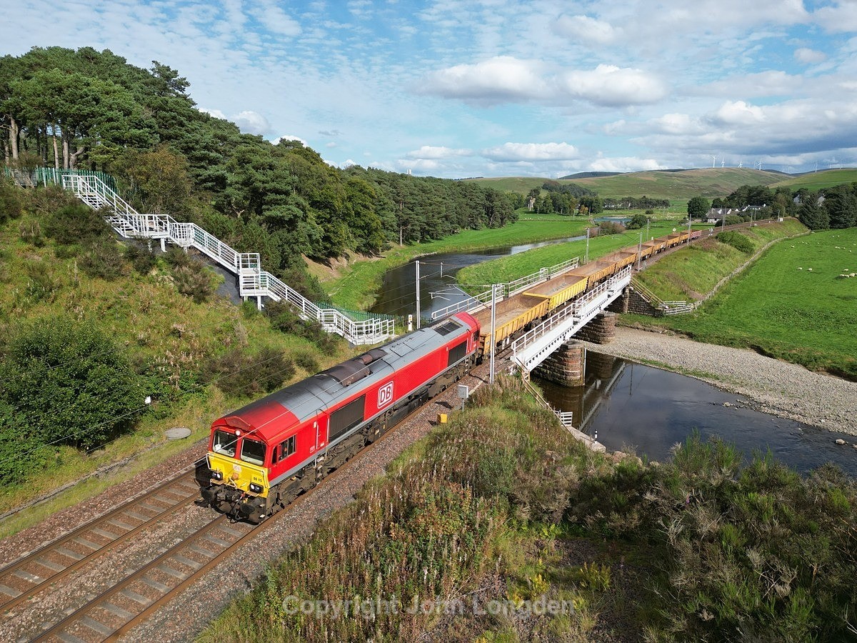JL - 12.9.23 66115 6S50 Carlisle - Millerhill, Clyde Bridge - West Coast Main Line (north to south)