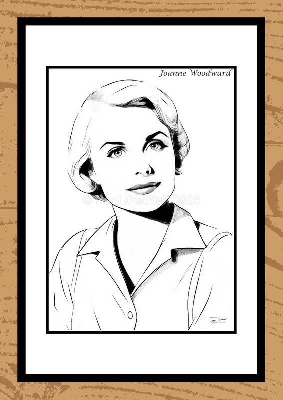 Joanne Woodward Hand-Drawn Portrait - Legends of Film by Artist Paul Duddell