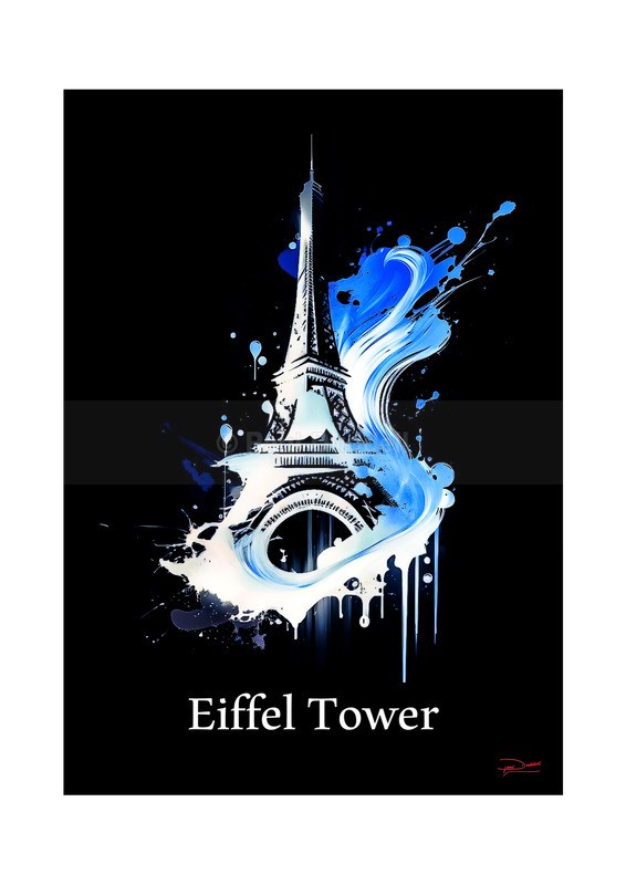 Eiffel Tower Historical Structures Ink Paintings by Paul Duddell, Whispers & Strokes - Artist, Painter, and Photographer