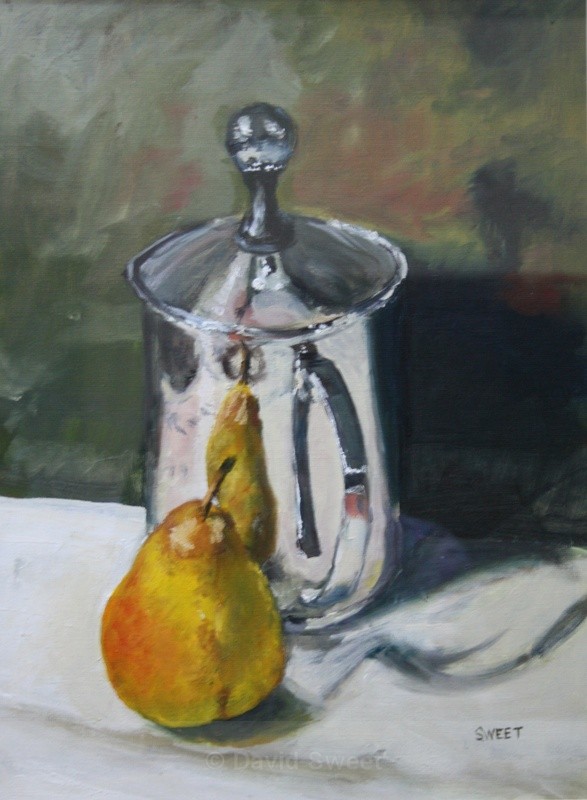 Pear and Silver Jug - Oil Paintings