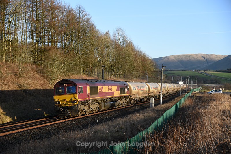JL - 4.1.17 66115 6M00 Mossend - Clitheroe, Beckfoot - West Coast Main Line (north to south)