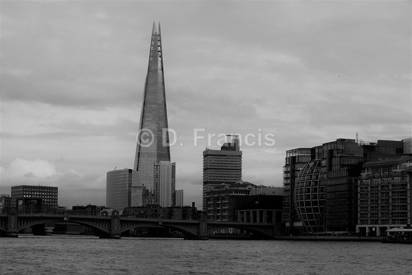 The Shard & Southwark Bridge (b&w) - By The Thames
