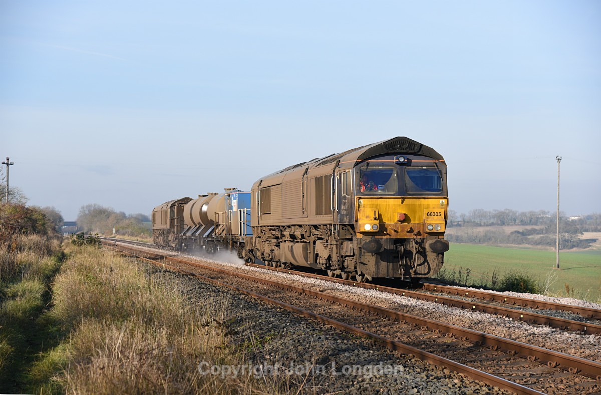 JL - 6.11.17 66305 & 66423 3S77 Carlisle - Carlisle, nr Carlton - Teesside (west to east)