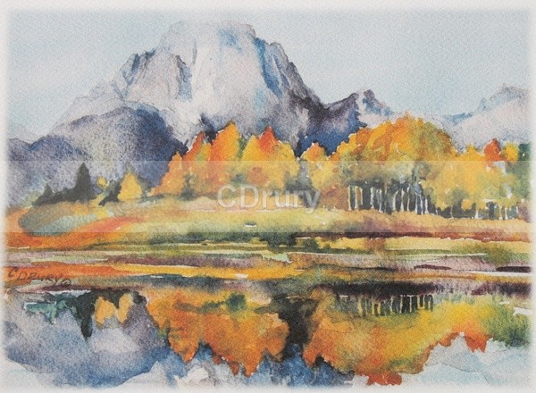 WCL09101 Mount Moran - Watercolor Landscape GTNP