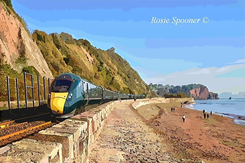 RSPO019 Postcard GWR approaching Teignmouth - Train postcards in Teignmouth and Dawlish