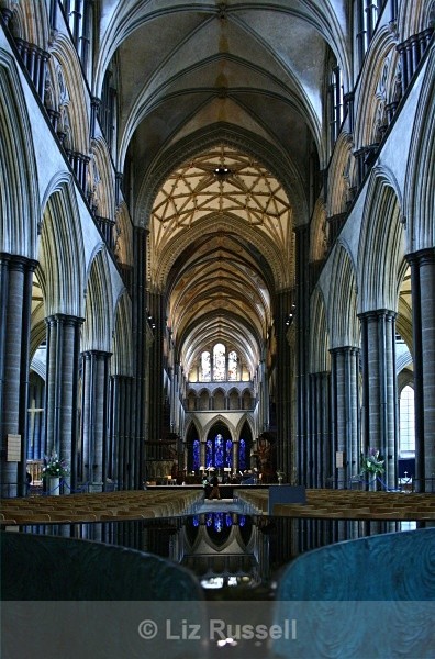 Salisbury Cathedral from the Font - Architecture