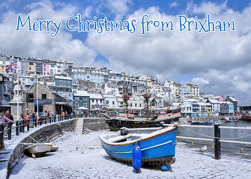 XM077NEW 2026 - Xmas - Snowy Harbour - XMAS CARDS  Brixham