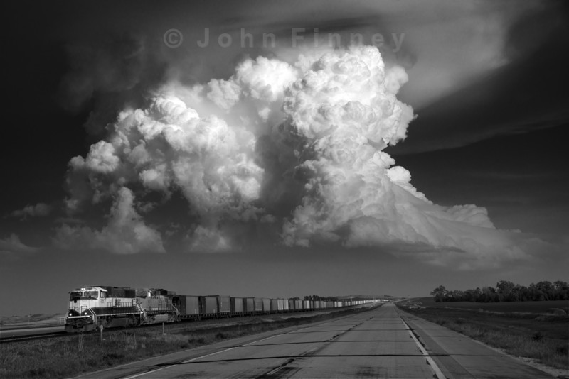 Convection over Freight train, Tornado alley, USA. - Weather photography