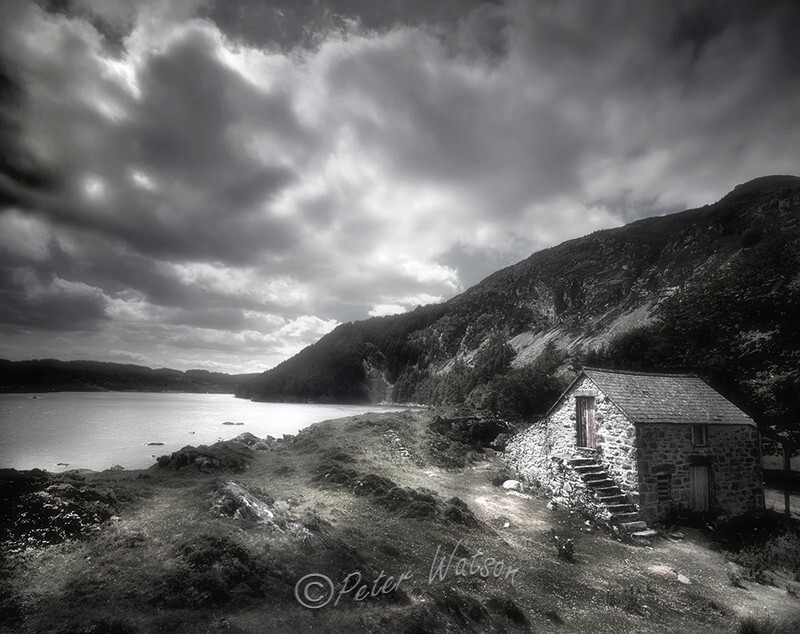 Llyn Geirionydd  Snowdonia Wales UK - Monochrome