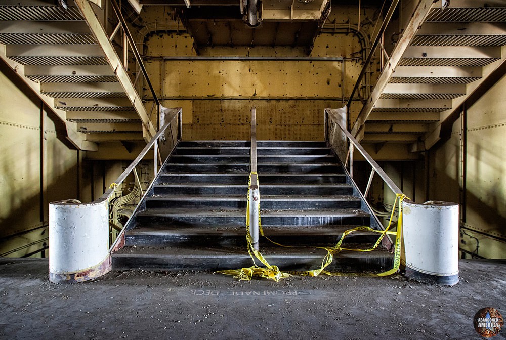 The remains of the grand staircase on the SS United States