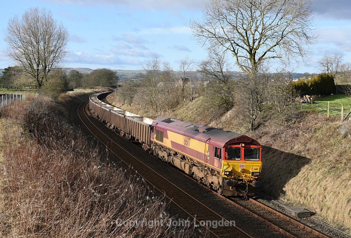 JL - 2.2.18 66117 6E95 Kirkby Thore - Hull CT,  Long Preston - Around Long Preston