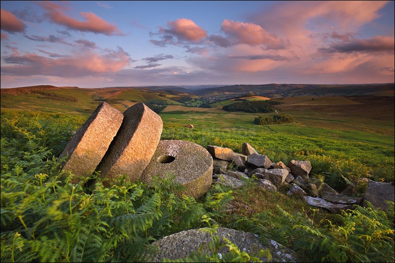 Stanage millstones under Pink Skies - Peak District | Dark Peak
