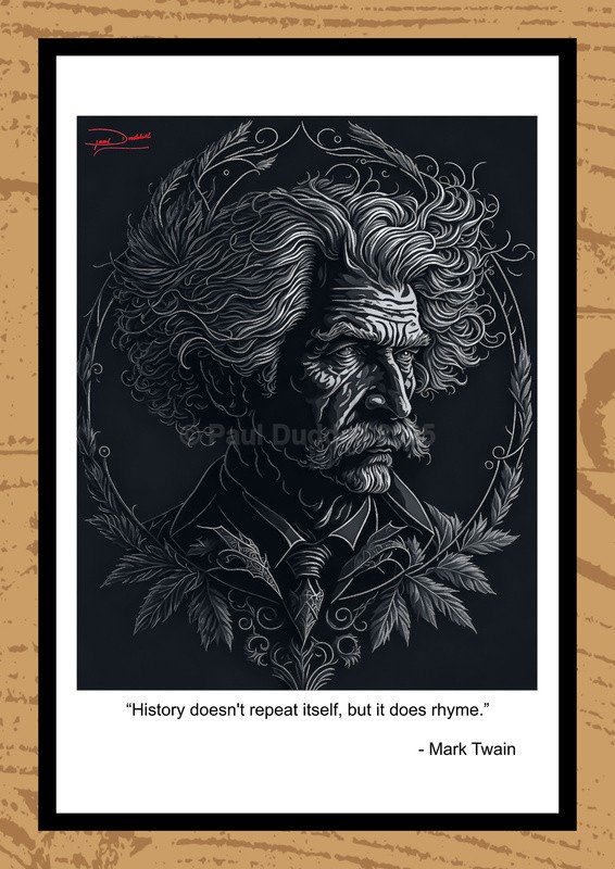 Mark Twain Illustration Paintings & Inspirational Quotations by Artist Paul Duddell