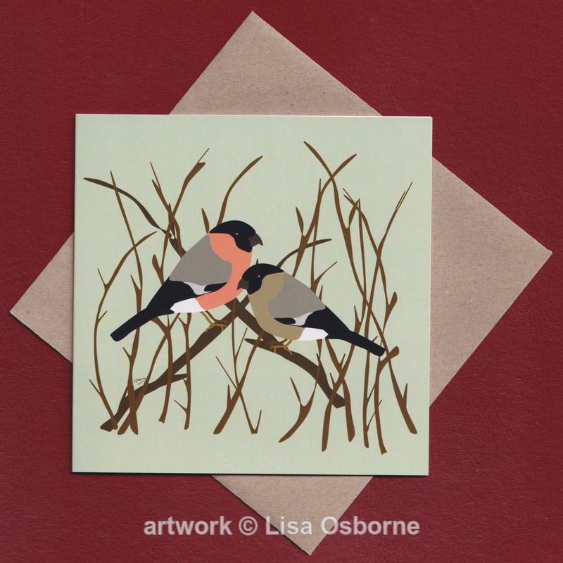Bullfinches greetings card - Cards