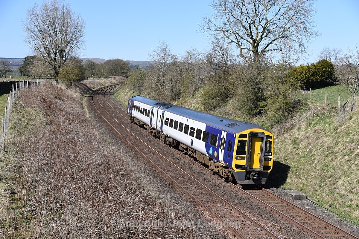 JL - 15.4.21 158855 10:33 Morcambe - Skipton, Long Preston - Around Long Preston