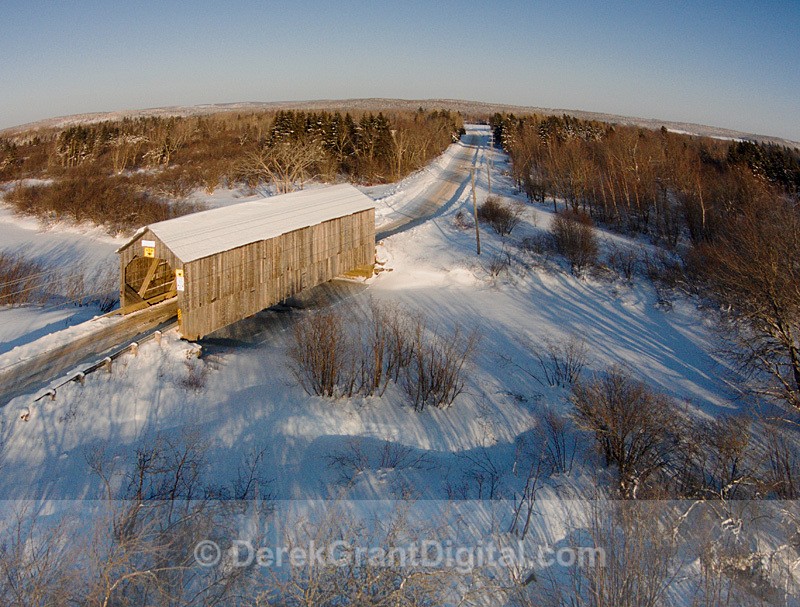 Plumweseep Covered Bridge Aerial View - Covered Bridges of New Brunswick