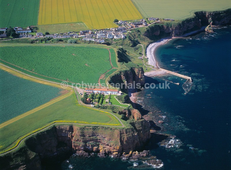 aerial pictures of Scottish east coast coastline coastal fishing towns villages tourist attractions of Scotland sea cliffs