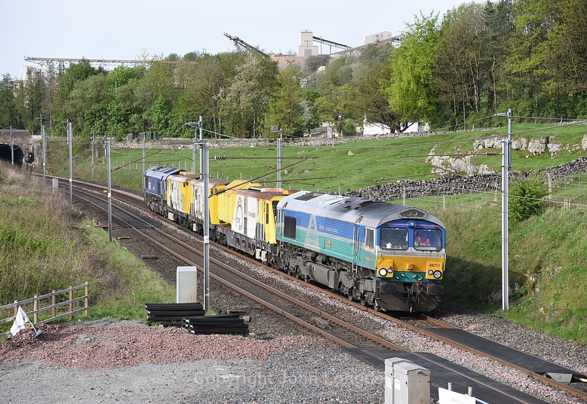 JL - 14.5.23 66711 & 66791 6X69 Grayrigg - Carlisle, Shap Beck - West Coast Main Line (north to south)