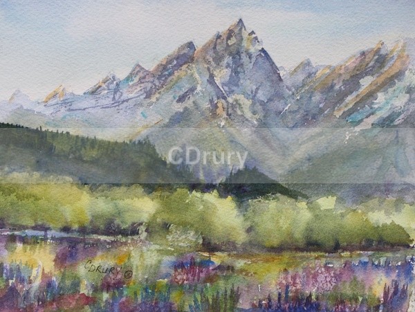 WCL 10123 Springtime in the Tetons - Watercolor Landscape GTNP