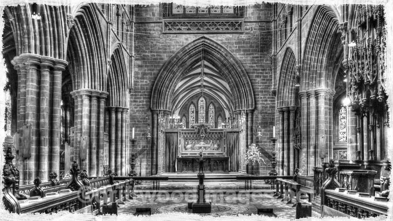 Cathedral choir HDR bw border 2 - Chester Cathedral