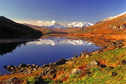 Snowdon mymbyr autumn snow reflections P90-4-16 - Sceniks.com - Snowdonia landscape photographs by Dave O'Shea