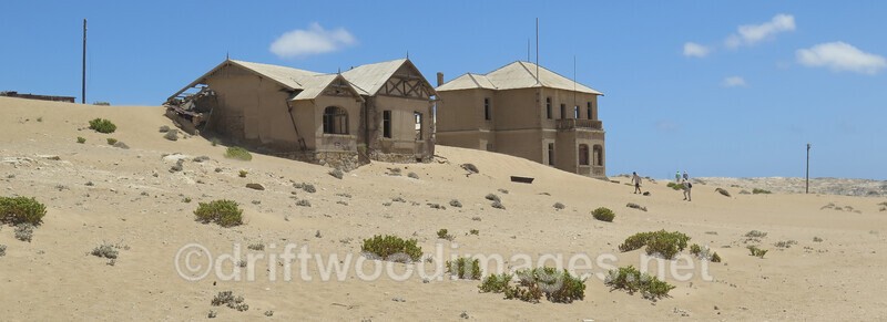 Namibia Ludertitz Kolmanskop two houses pano - Namibia, Southern Africa