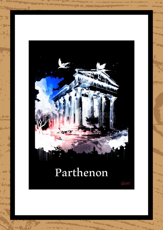 Parthenon Ink Paintings by Artist Paul Duddell