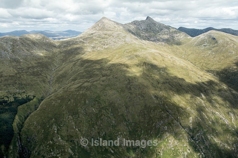 The twin peaks of Ben Cruachan - Aerial views of Argyll.