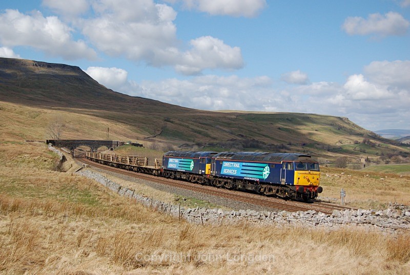 14.4.14 - 57007 & 57012 6K05 Carlisle - Crewe, Ais Gill - Ais Gill (road bridge southbound)
