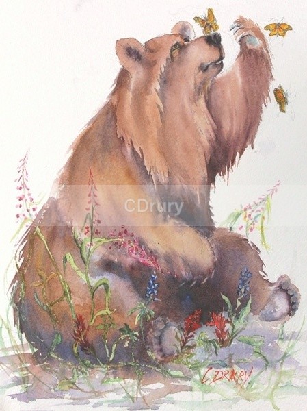 WCW01163 Butterflies and Bears - Watercolor Wildlife