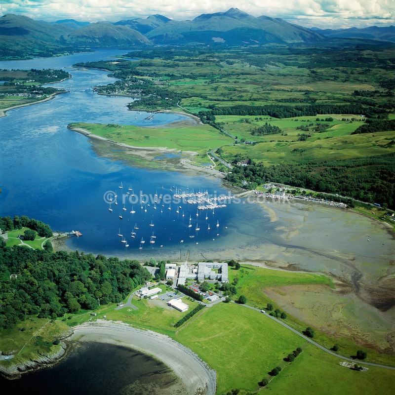 aerial pictures of Scotland west coast coastline at Dunstaffnage