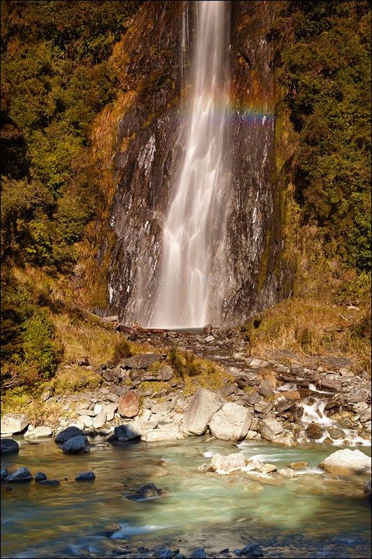 Thunder Creek Rainbow - Photographs of New Zealand