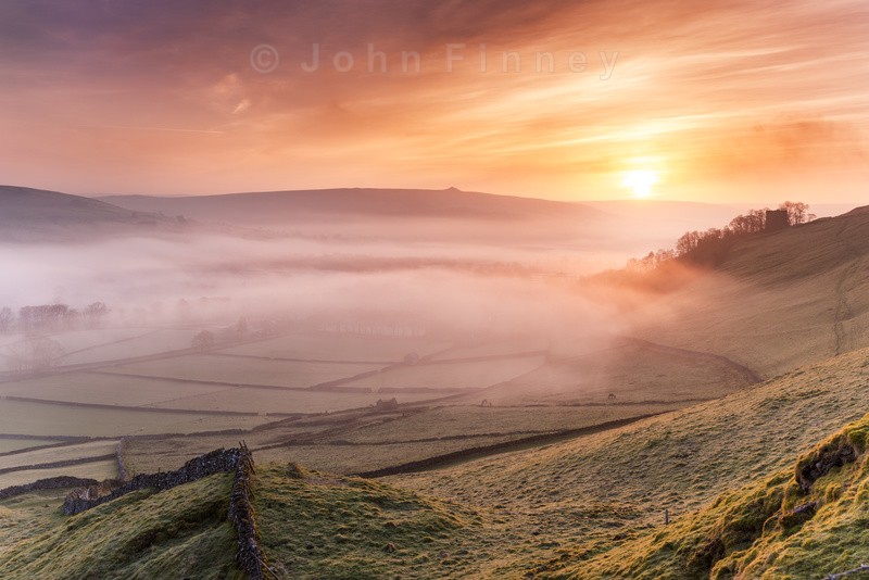 Sunrise over Castletons Peveril Castle. - Castles and Fortresses