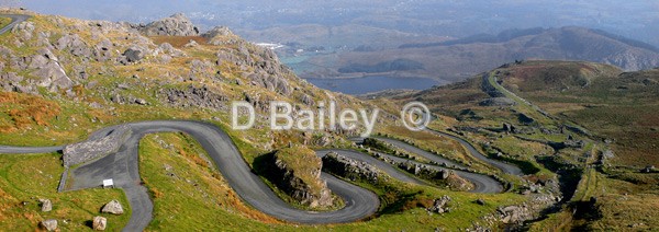 landscape of Stwlan Dam Road Ffestiniog