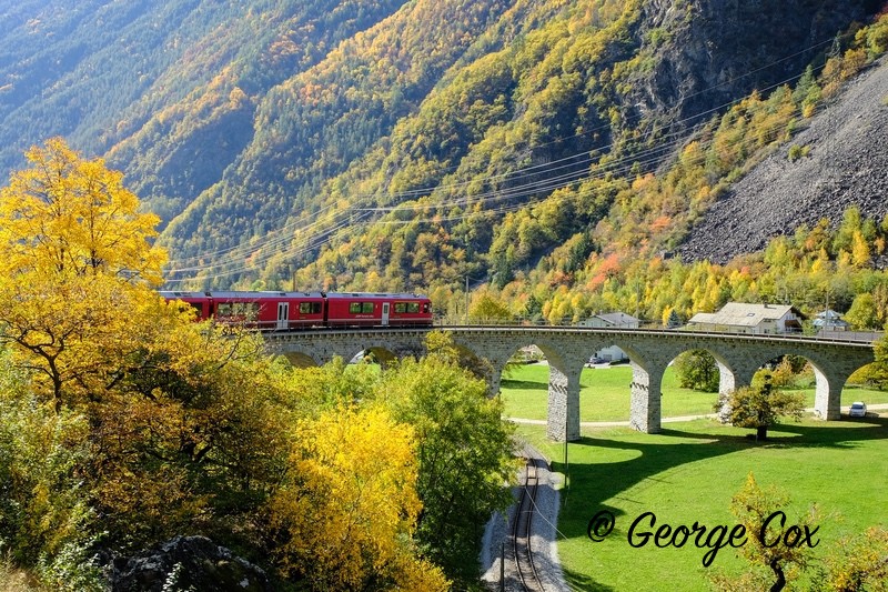 Bernina Express - Brusio Circular Viaduct - Switzerland