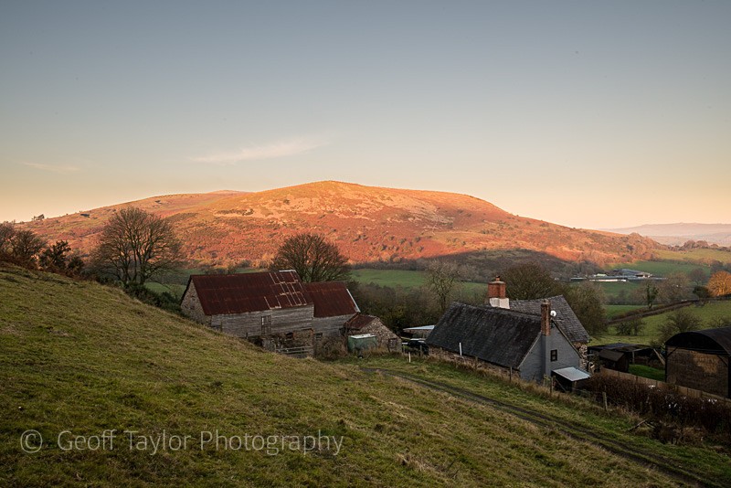 4417 Brithdir Farm and Corndon Hill, dusk - Vanishing Buildings