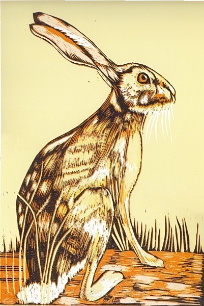 Yellow Hare - Reduction Linocuts