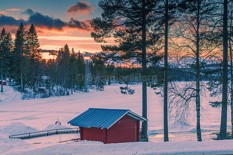 Cabin sunset, North Sweden - Sweden