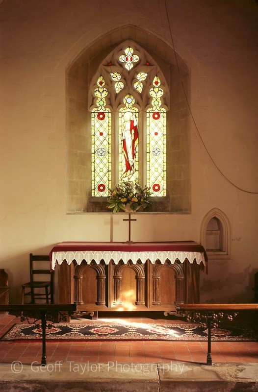 Altar and north window - All Saints, Little Kimble