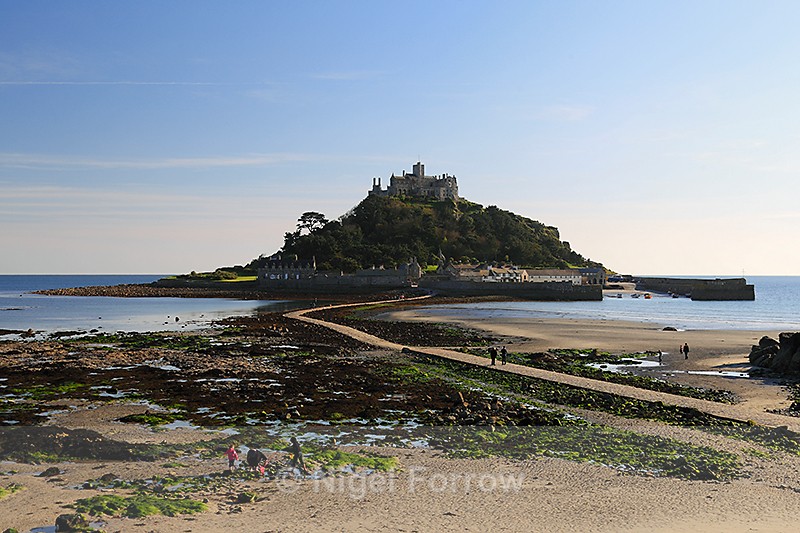 St. Michael's Mount in late afternoon sunshine at low tide - Cornwall, England