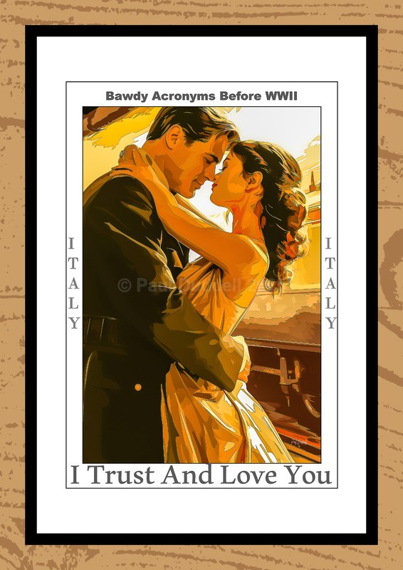 Bawdy Acronyms before WWII Watercolour Paintings by Artist Paul Duddell