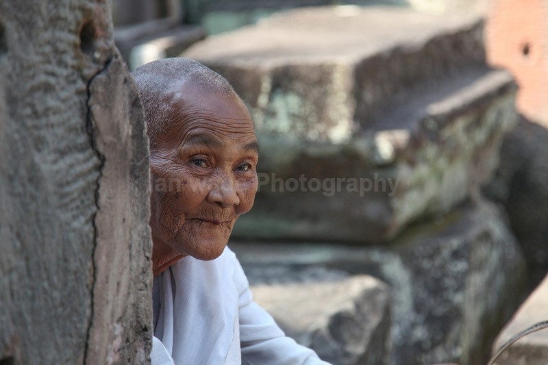 Femal  monk at Bayon Temple near Angkor Wat - Cambodia - People, Places and Wildlife