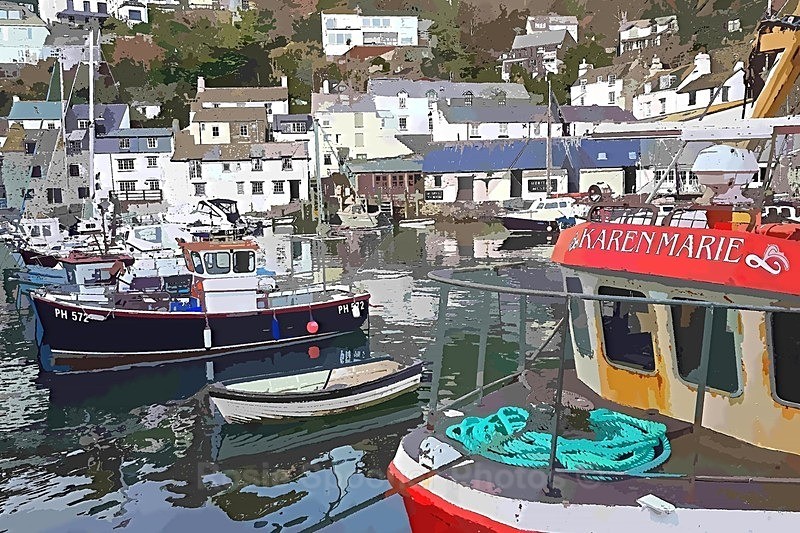 Boats in the inner harbour - Polperro
