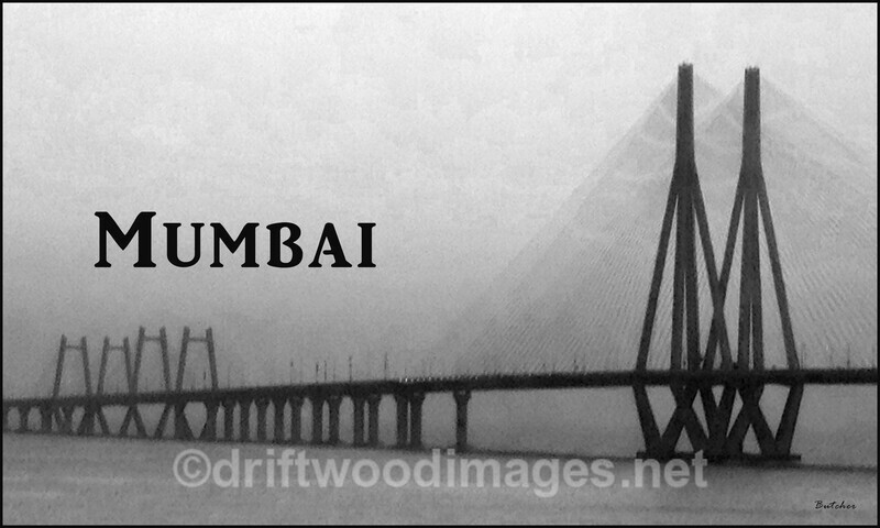 Mumbai harbour bridge bw - Mumbai