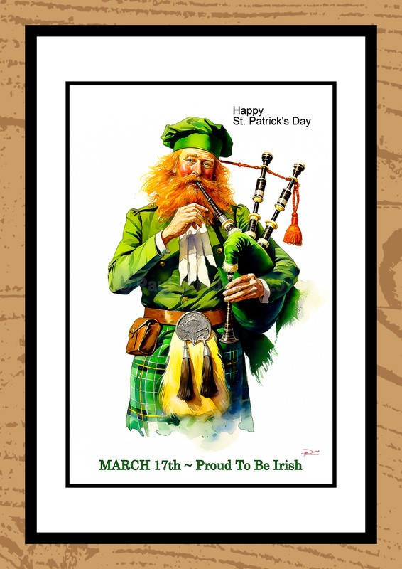 St Patrick's Day Watercolour Paintings - Festive Heartbeat by Artist Paul Duddell