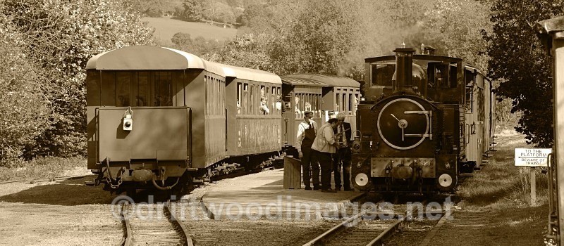 WLLR The Countess with the train bound for Llanfair meets The Earl - The Welshpool & Llanfair Light Railway