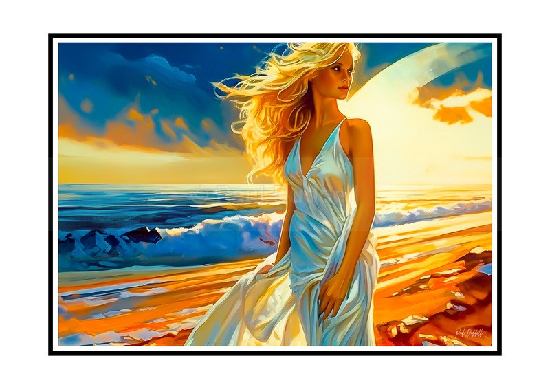 Love on Location, Bride on The Beach Paintings by Paul Duddell, Whispers & Strokes - Artist, Painter, and Photographer